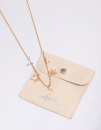 Gold Pearl Butterfly Droplet Necklace - link has visual effect only