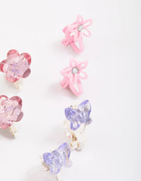 Kids Crystal Butterfly & Flower Clip On Earring 5-Pack - link has visual effect only