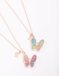 Kids Rose Gold Glitter Butterfly Pendant Necklace Pack - link has visual effect only