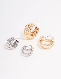 Gold & Silver Illusion Hoop Earring 2-Pack - link has visual effect only