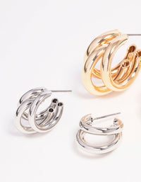Gold & Silver Illusion Hoop Earring 2-Pack - link has visual effect only