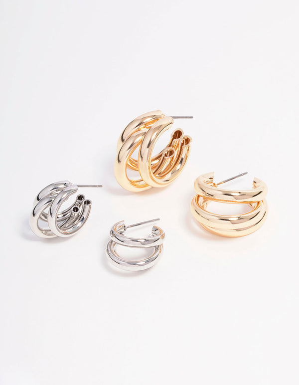 Gold & Silver Illusion Hoop Earring 2-Pack