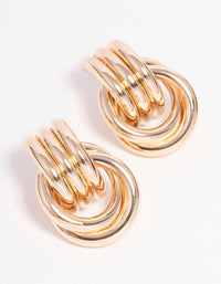 Gold Triple Row Wrapped Knotted Drop Earrings - link has visual effect only