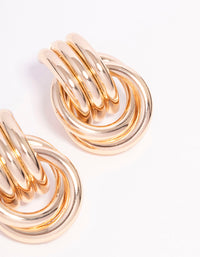 Gold Triple Row Wrapped Knotted Drop Earrings - link has visual effect only