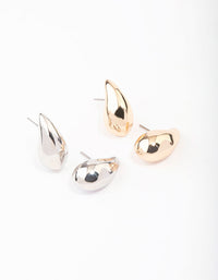 Gold & Silver Two-Toned Teardrop Earring Pack - link has visual effect only
