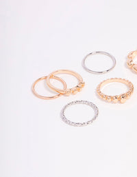 Gold & Silver Textured Dainty Ring 9-Pack - link has visual effect only