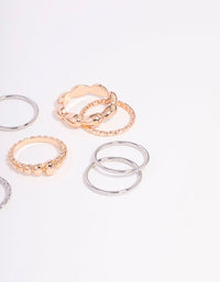 Gold & Silver Textured Dainty Ring 9-Pack - link has visual effect only