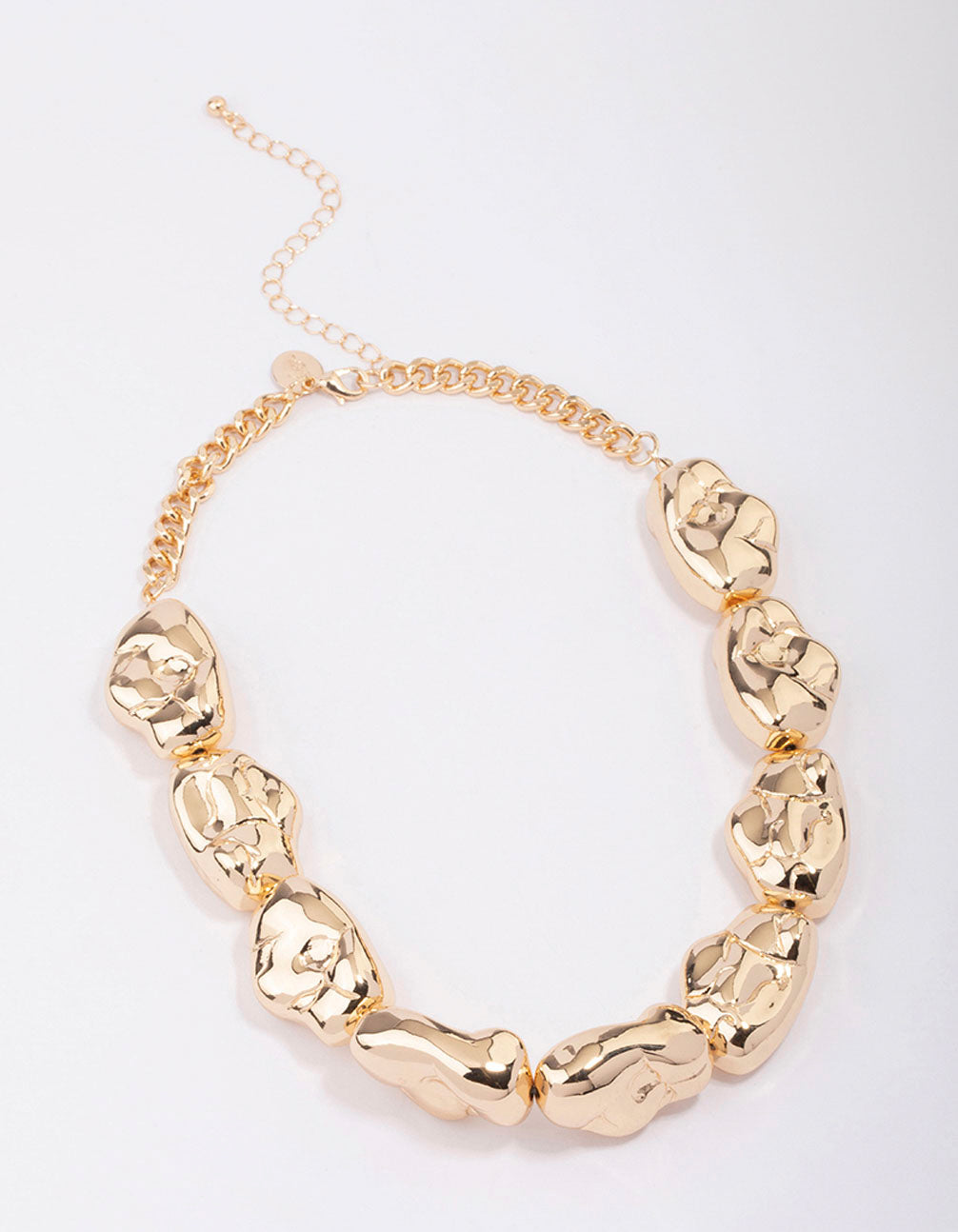 Gold Circular Textured Statement Necklace