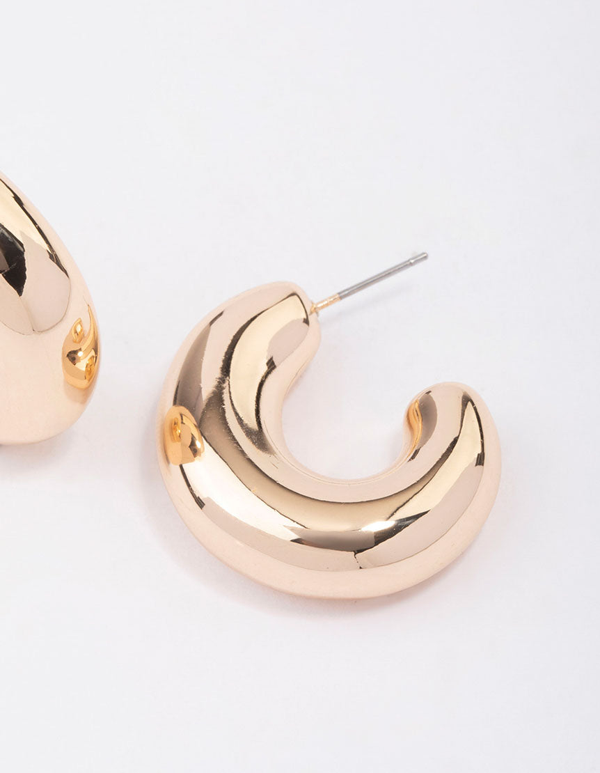 Gold Chunky Wide Hoop Earrings