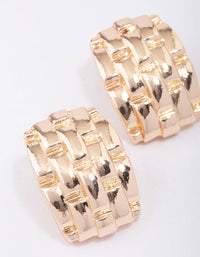 Gold Square Textured Stud Earrings - link has visual effect only