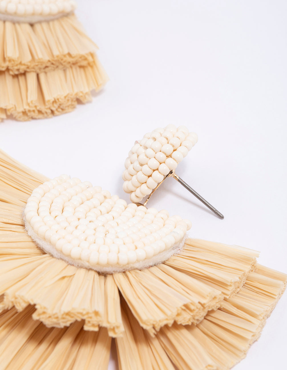 Gold Raffia Fanned Drop Earrings