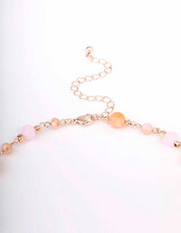 Rose Gold Long Pink Beaded Disc Necklace - link has visual effect only