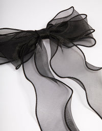 Black Fabric Organza Curl Hair Bow Clip - link has visual effect only