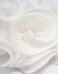 White Fabric Plisse Spiral Floral Hair Clip - link has visual effect only