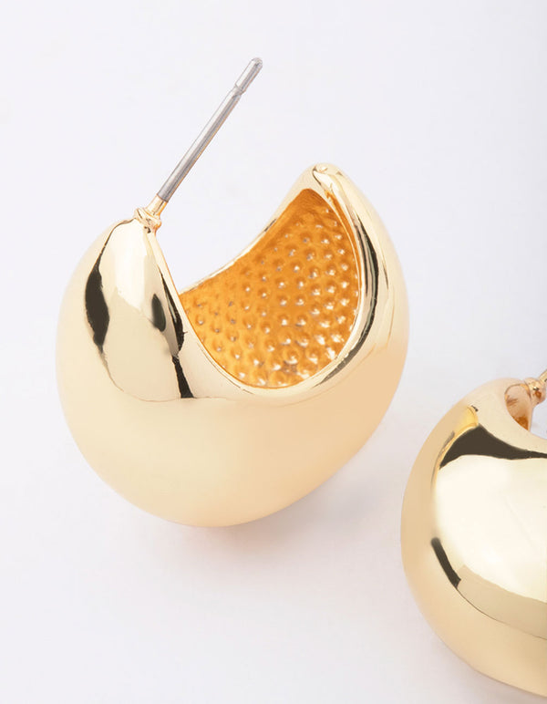 Gold Plated Brass Chunky Hoop Earrings