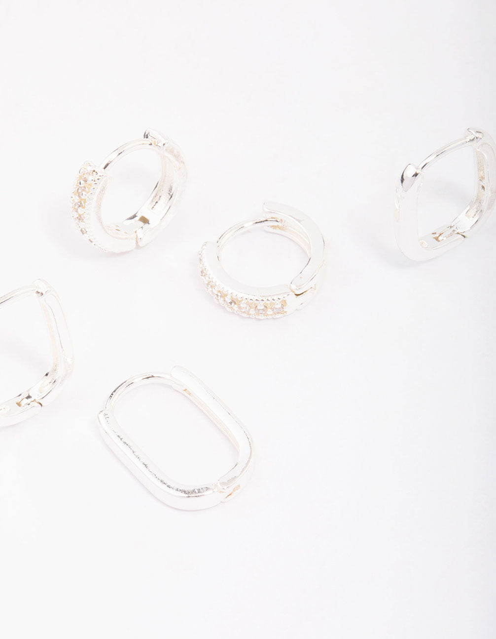 Silver Plated Brass  Clean Pave Earring 3-Pack