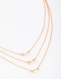 Gold Plated Trio Baguette Layered Necklace - link has visual effect only
