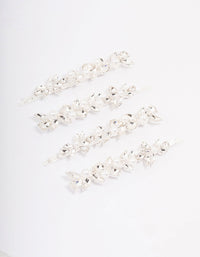 Silver Crystal & Pearl Leaf Hair Clip 4-Pack - link has visual effect only