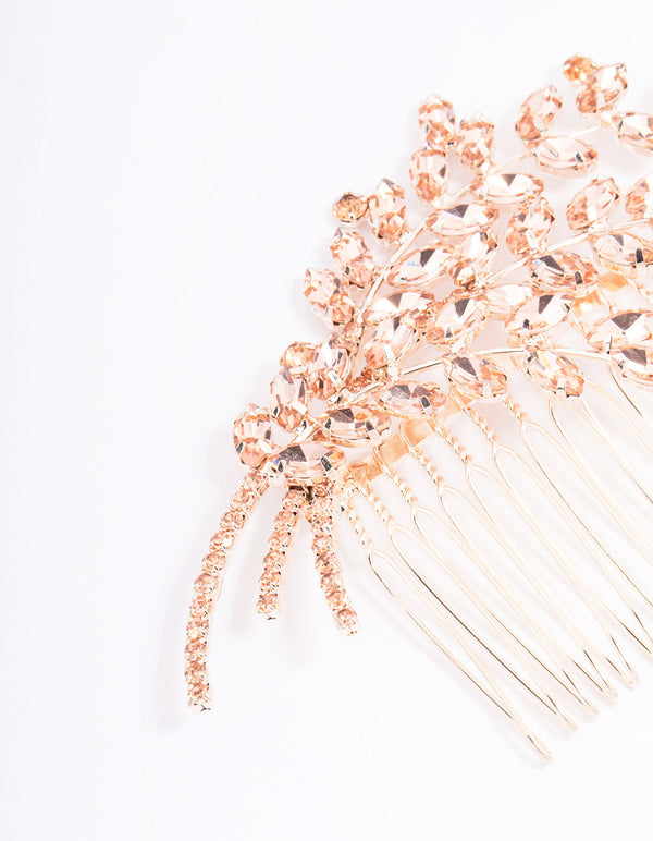 Rose Gold Posy Crystal Hair Comb