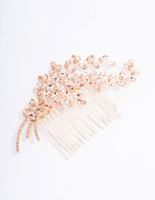 Rose Gold Posy Crystal Hair Comb