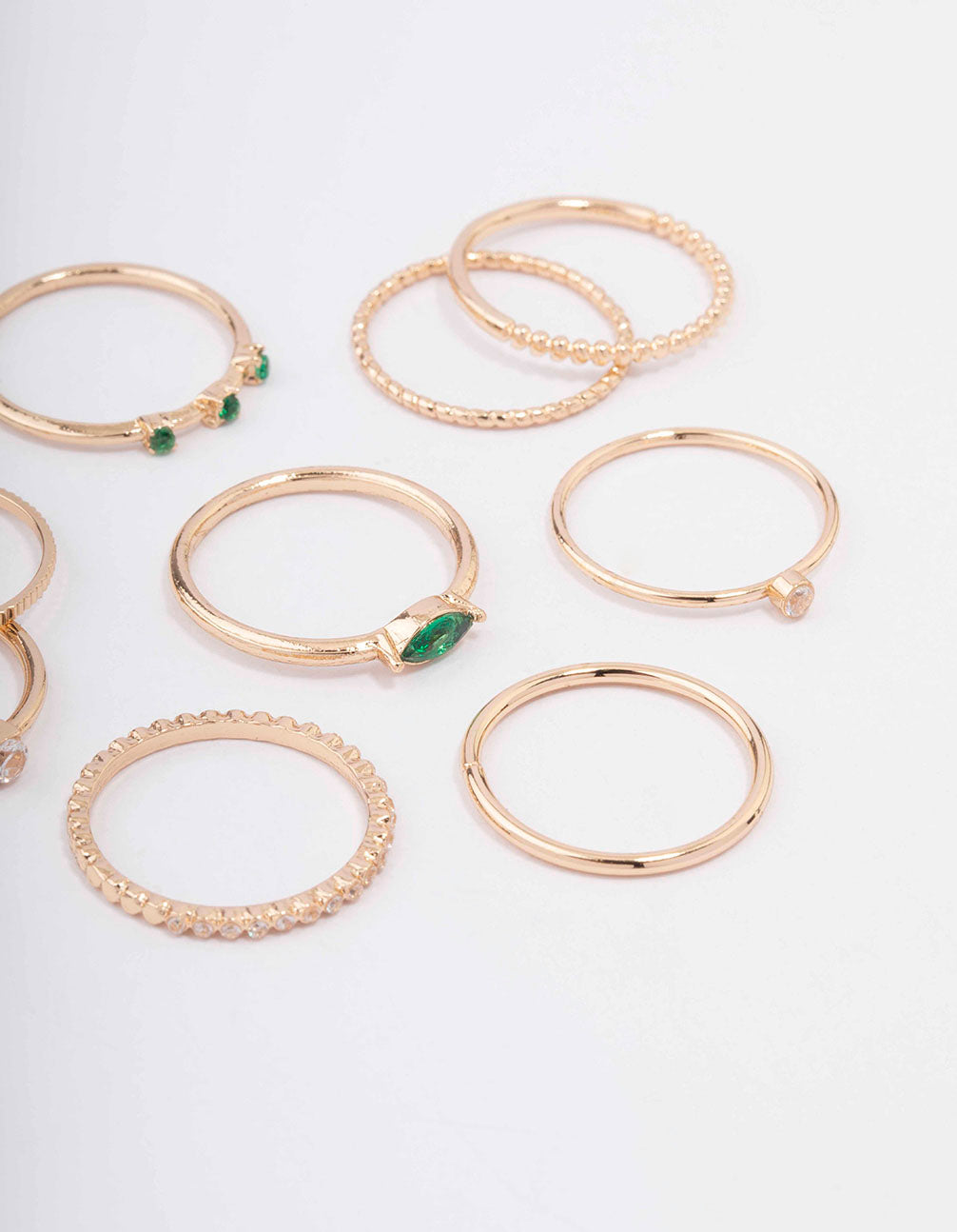 Gold Emerald Cubic Zirconia Marquise Ring 9-Pack