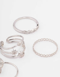 Silver Cubic Zirconia Moon & Stars Ring 5-Pack - link has visual effect only