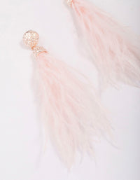 Rose Gold Textured Feather Drop Earrings - link has visual effect only