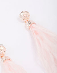 Rose Gold Textured Feather Drop Earrings - link has visual effect only