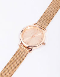 Rose Gold Large Mesh Watch - link has visual effect only