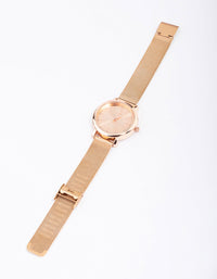 Rose Gold Large Mesh Watch - link has visual effect only