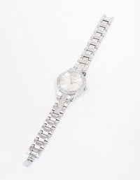 Silver Diamante Detailed Link Watch - link has visual effect only