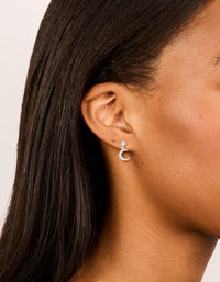 Sterling Silver Cubic Zirconia Drop Stud Earrings - link has visual effect only