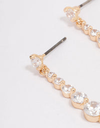 Gold Round Graduating Cubic Zirconia Drop Earrings - link has visual effect only