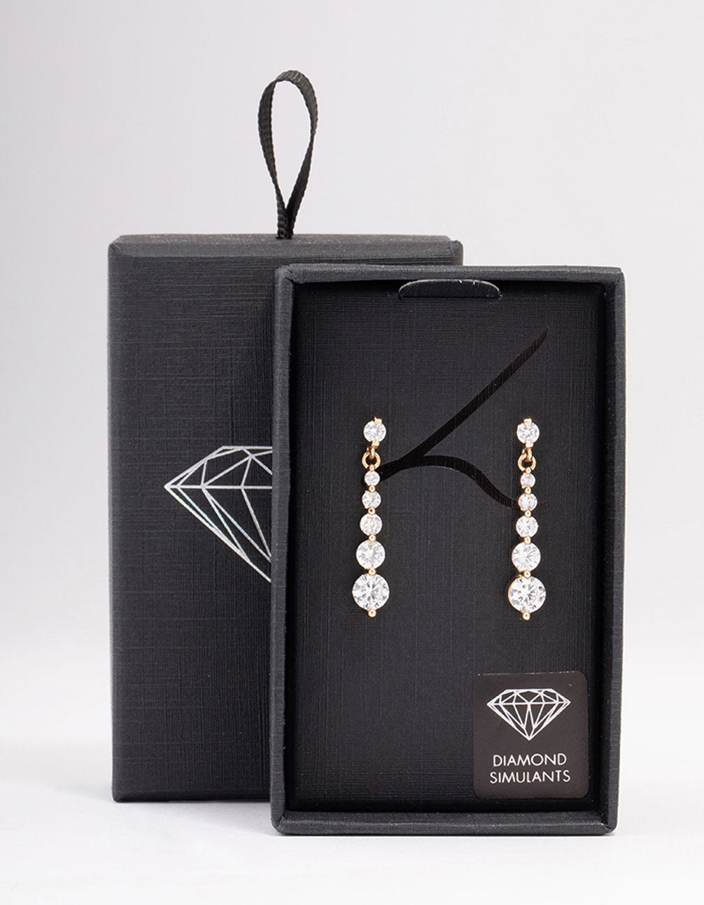 Gold Round Graduating Cubic Zirconia Drop Earrings