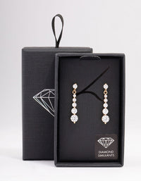 Gold Round Graduating Cubic Zirconia Drop Earrings - link has visual effect only