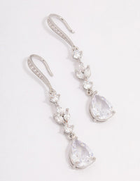 Silver Cubic Zirconia French Hook Pear Drop Earrings - link has visual effect only