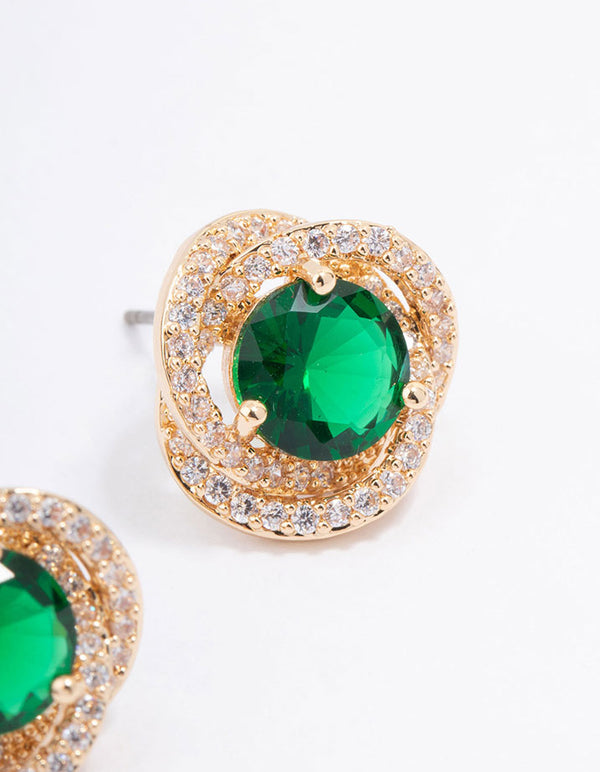 Double weave Gold  Halo Earrings