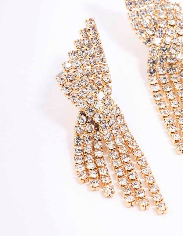 Gold Twisted Cup Chain Drop Earrings