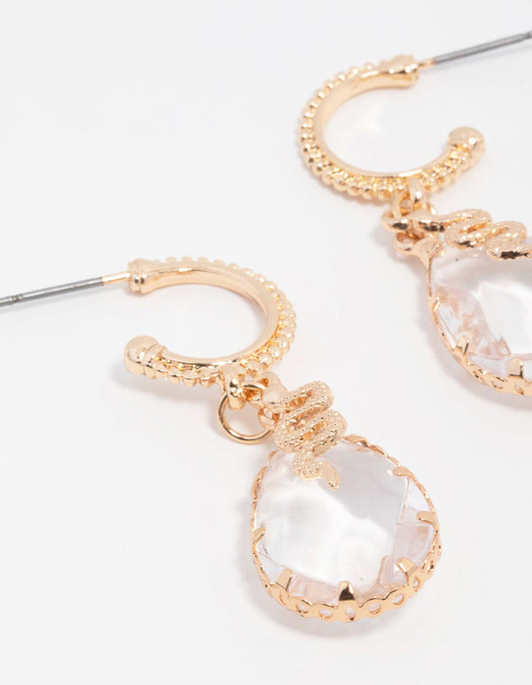 Cluster Quartz Snake Facet Hoop Earrings