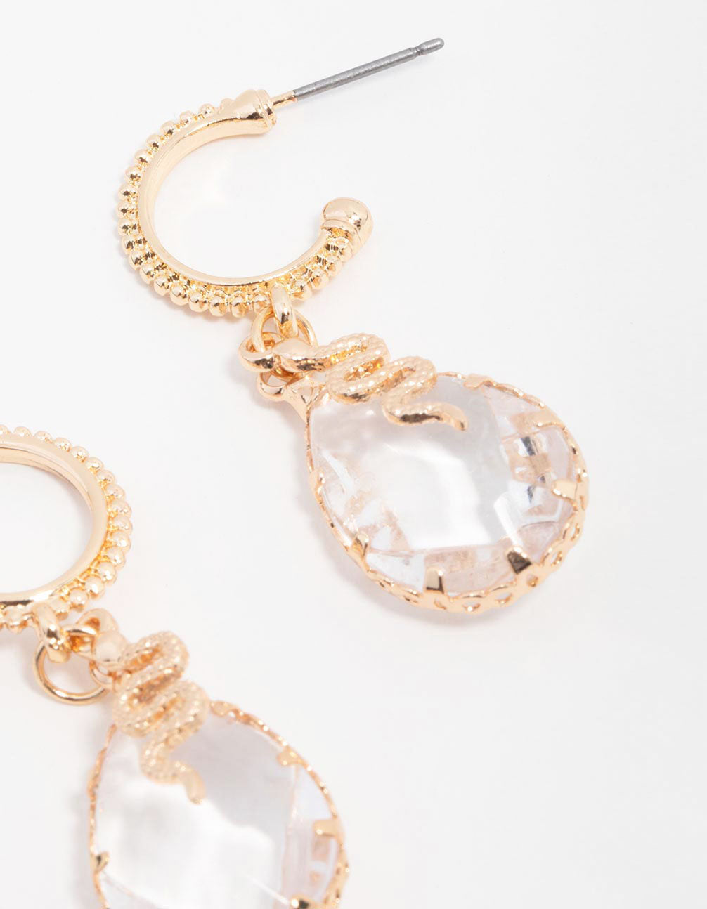 Cluster Quartz Snake Facet Hoop Earrings