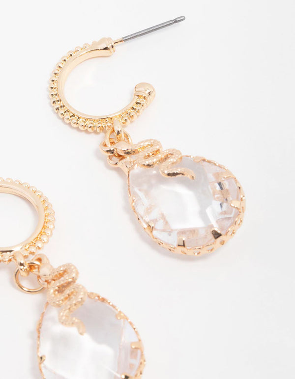 Cluster Quartz Snake Facet Hoop Earrings