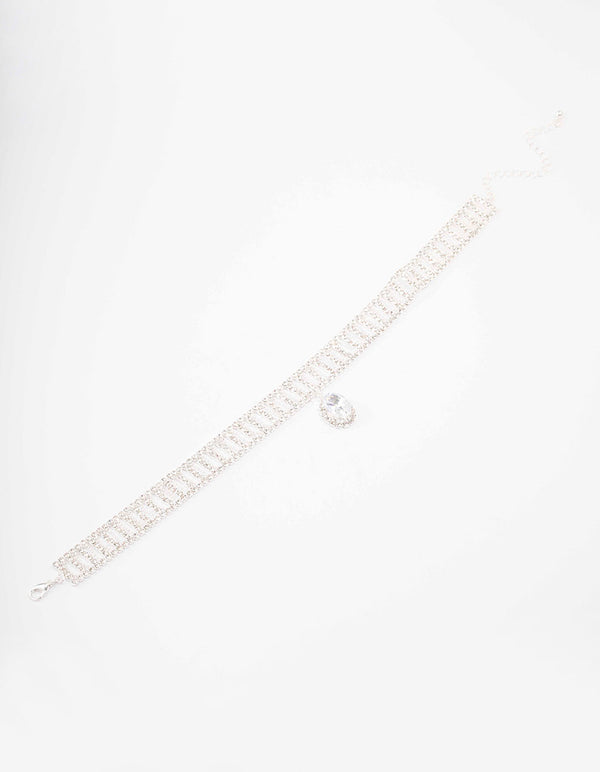 Silver Cubic Zirconia Solitaire Choker
