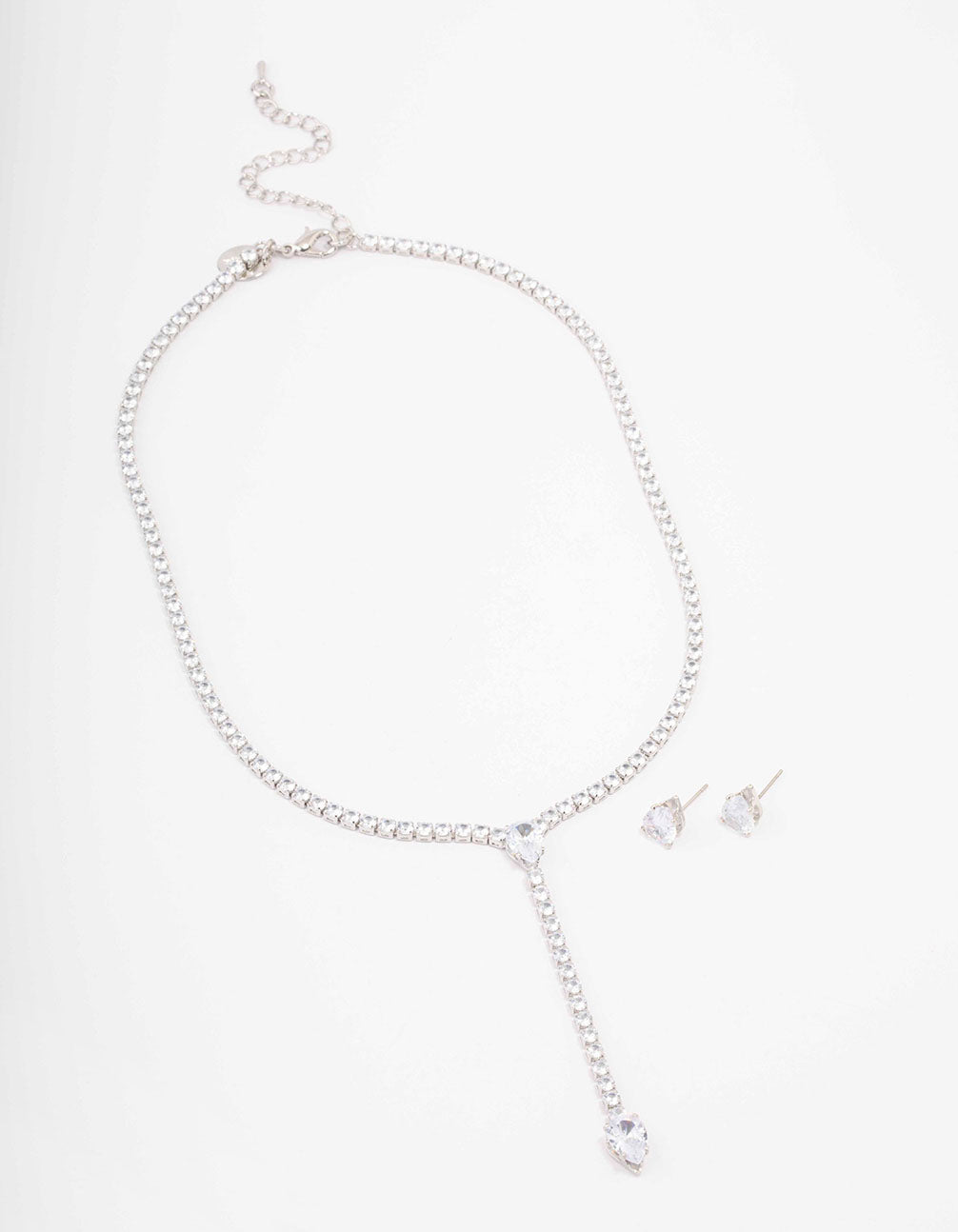 Silver Pear Droplet Necklace & Earring Set