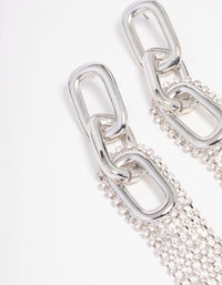 Silver Chain Diamante Cup Chain Drop Earrings - link has visual effect only