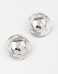 Rhodium Button Medium Stud Earrings - link has visual effect only