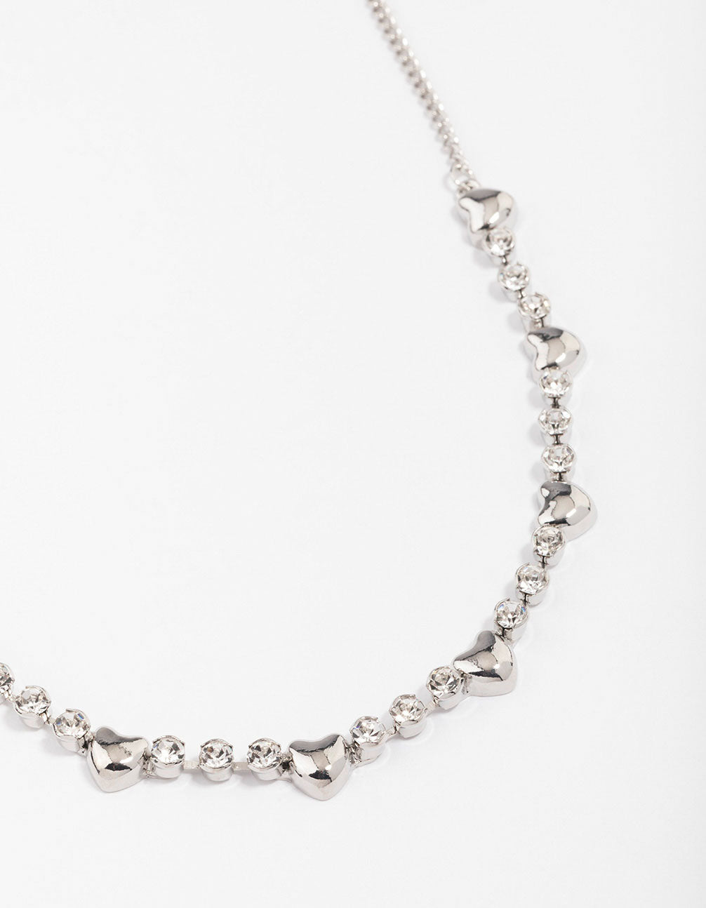 Silver Heart & Diamante Necklace