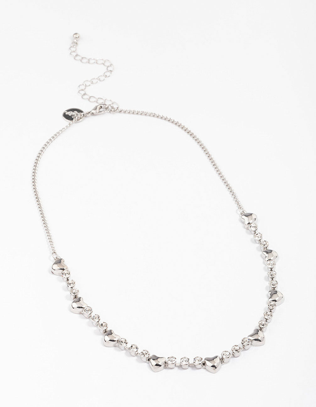 Silver Heart & Diamante Necklace