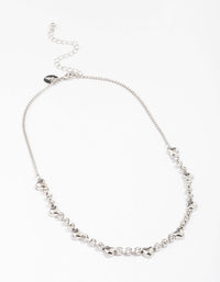 Rhodium Heart & Diamante Necklace - link has visual effect only