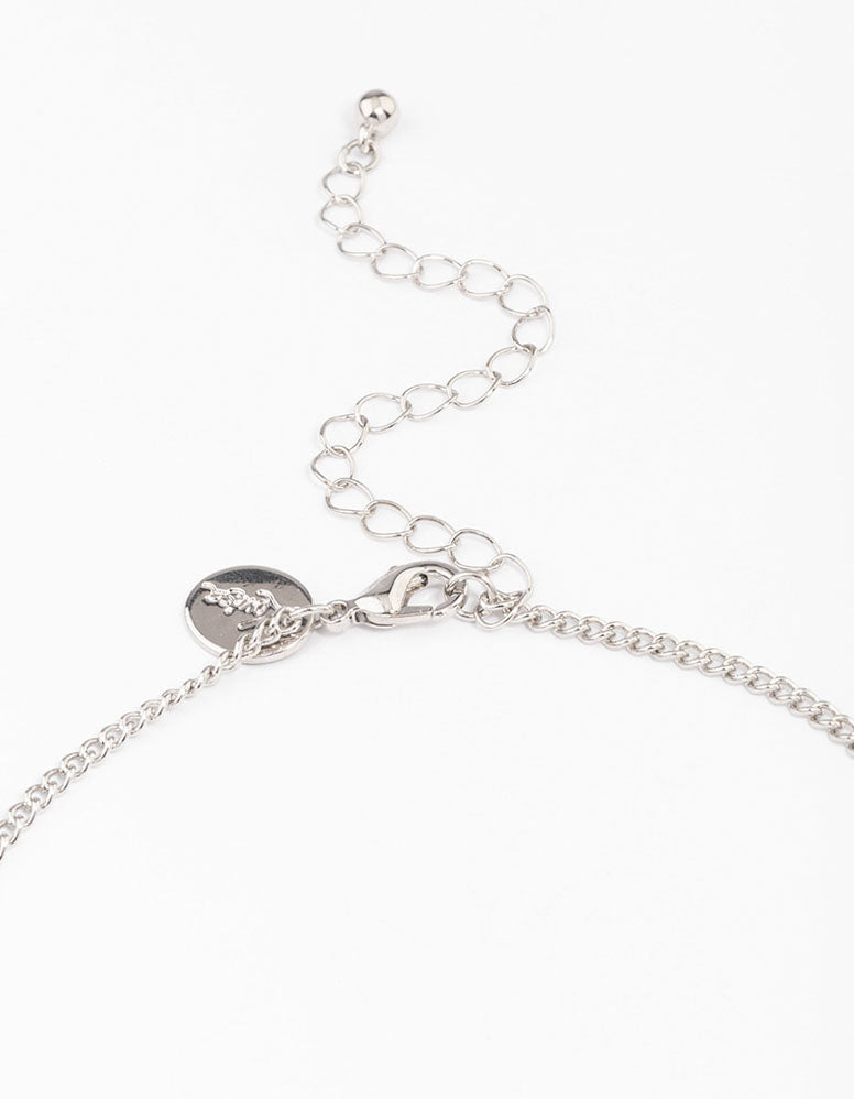 Silver Heart & Diamante Necklace