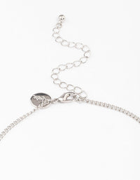Rhodium Heart & Diamante Necklace - link has visual effect only
